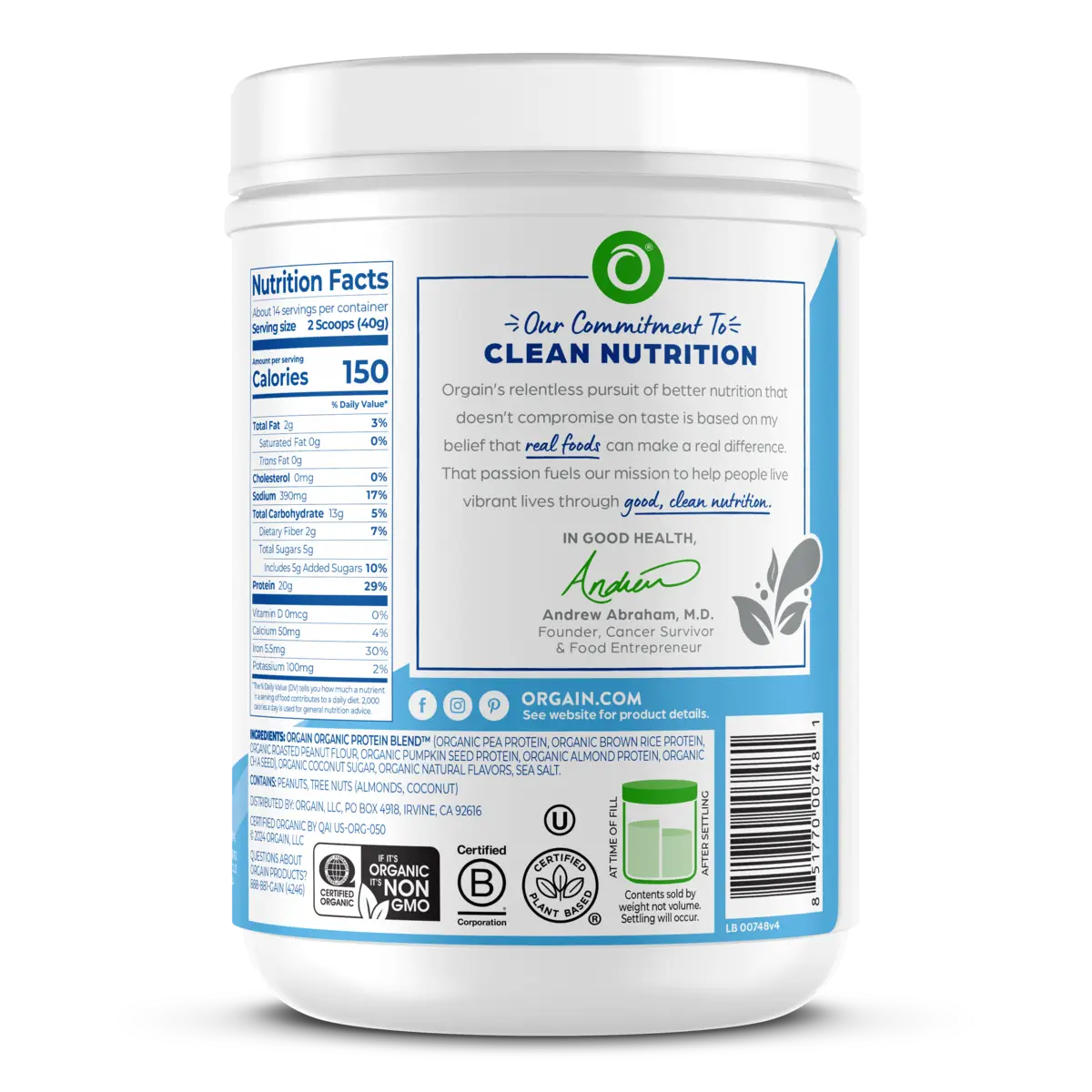 Simple Organic Plant-Based Protein Powder - Creamy Vanilla