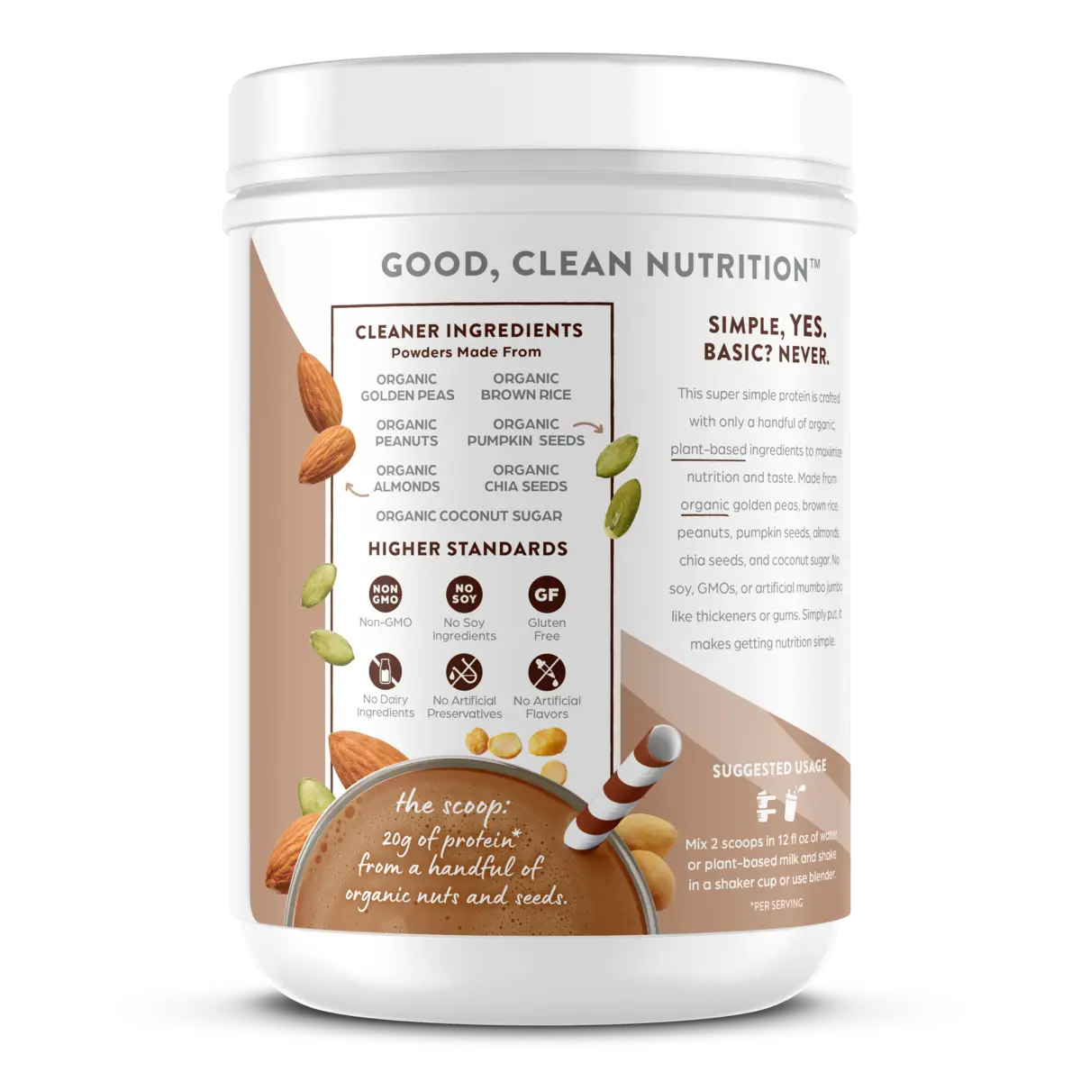 Simple Organic Plant-Based Protein Powder - Creamy Chocolate